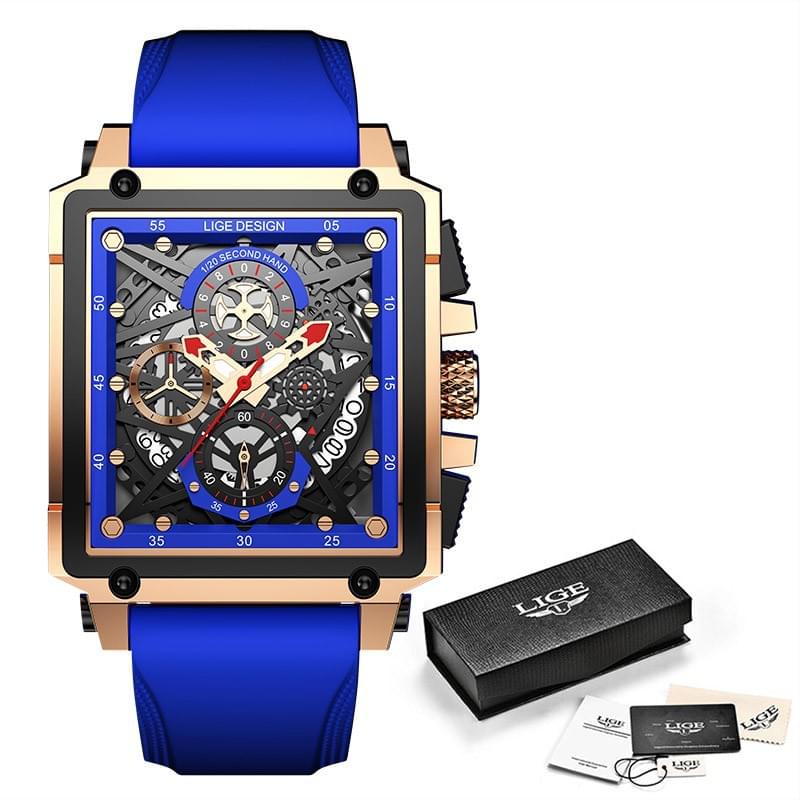 Reloj Multifunción para Hombre: LIGE Cuadrado Deportivo y Resistente al Agua