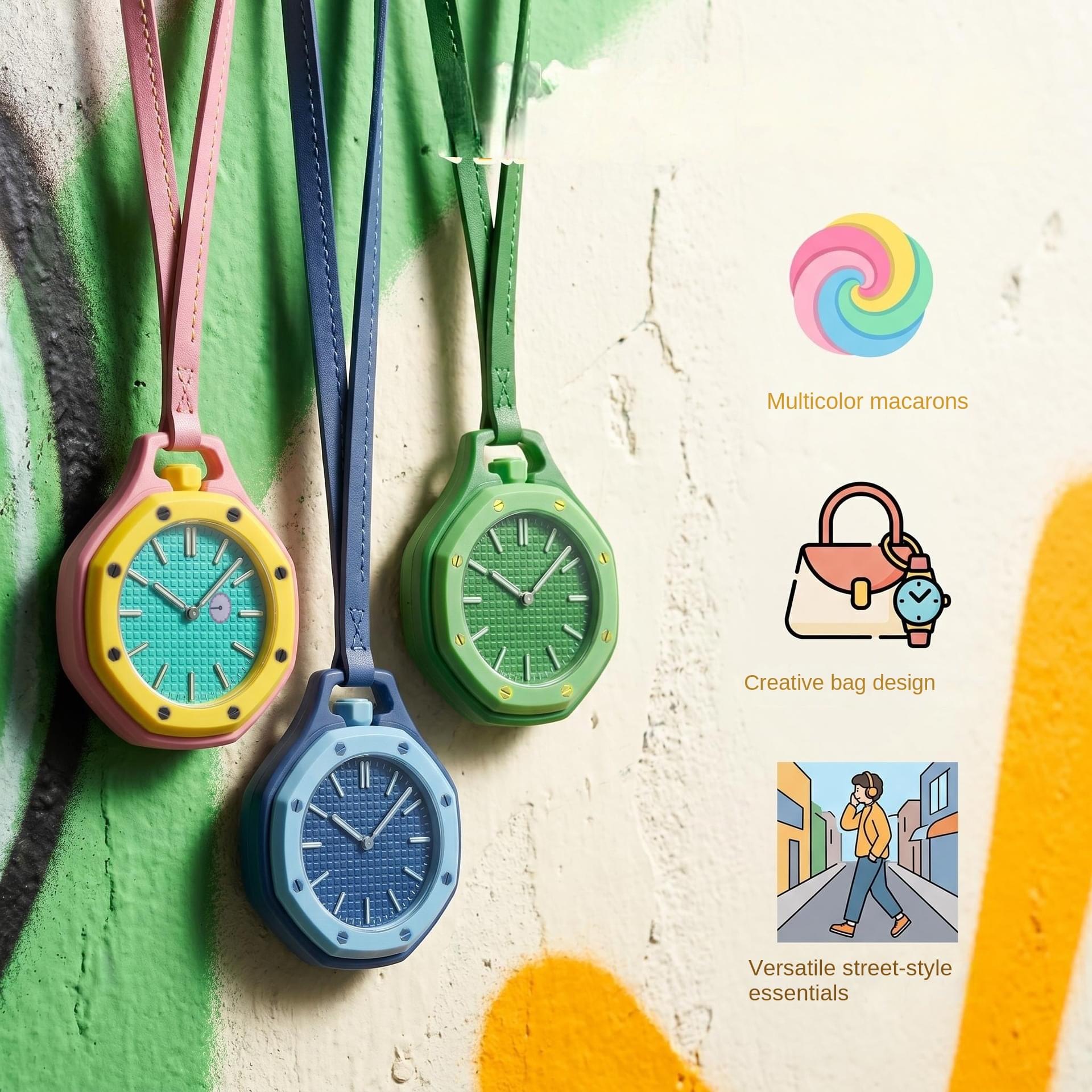 Reloj de Cuarzo Colgante Octagonal, Diseño Pastel y Dulce