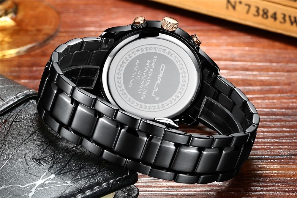 CRRJU – Reloj de Lujo para Hombre con Cronógrafo y Correa de Acero