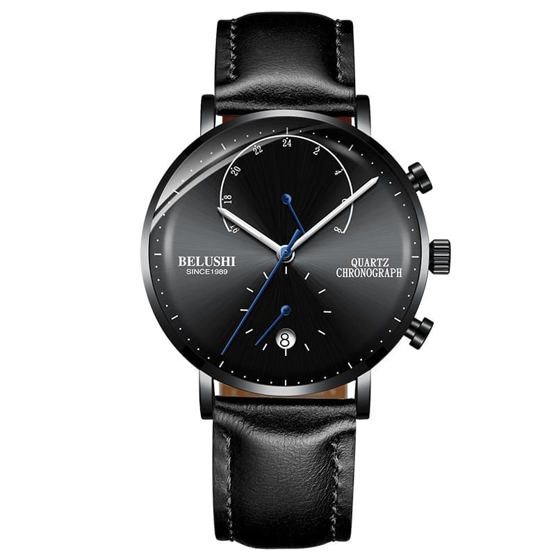 BELUSHI Reloj de Cuarzo para Hombre con Cronógrafo y Correa de Cuero