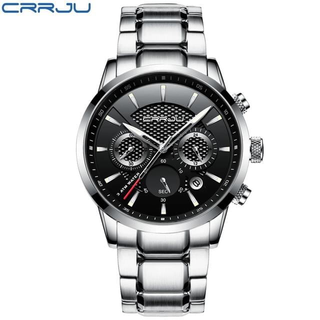 CRRJU – Reloj de Lujo para Hombre con Cronógrafo y Correa de Acero
