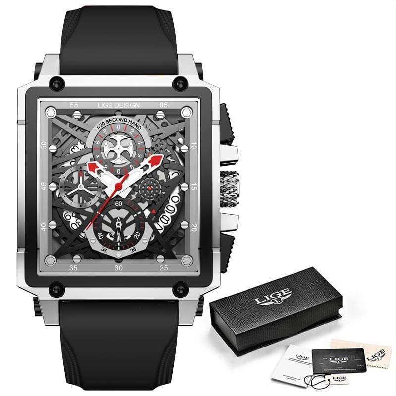 Reloj Multifunción para Hombre: LIGE Cuadrado Deportivo y Resistente al Agua