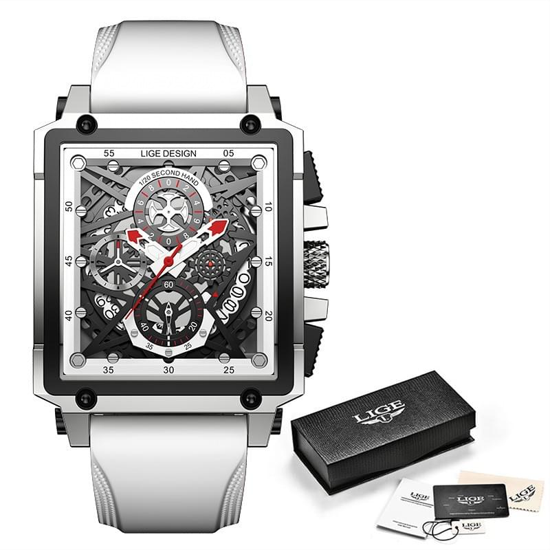Reloj Multifunción para Hombre: LIGE Cuadrado Deportivo y Resistente al Agua
