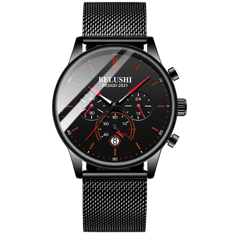 BELUSHI Reloj Ultra Delgado para Hombre, Correa Milanesa de Acero Inoxidable
