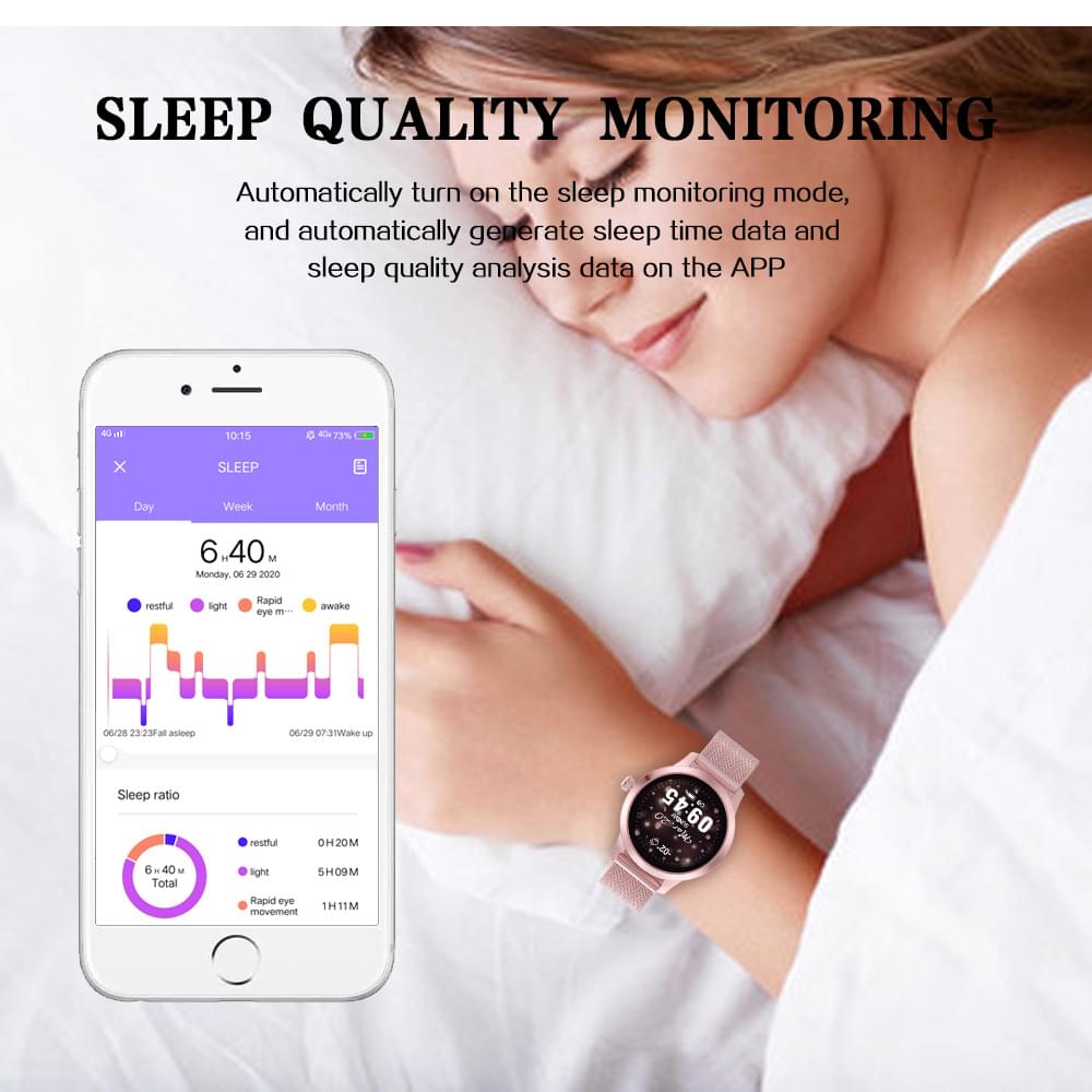 H16 Pulsera Inteligente para Mujer con Monitor de Sueño