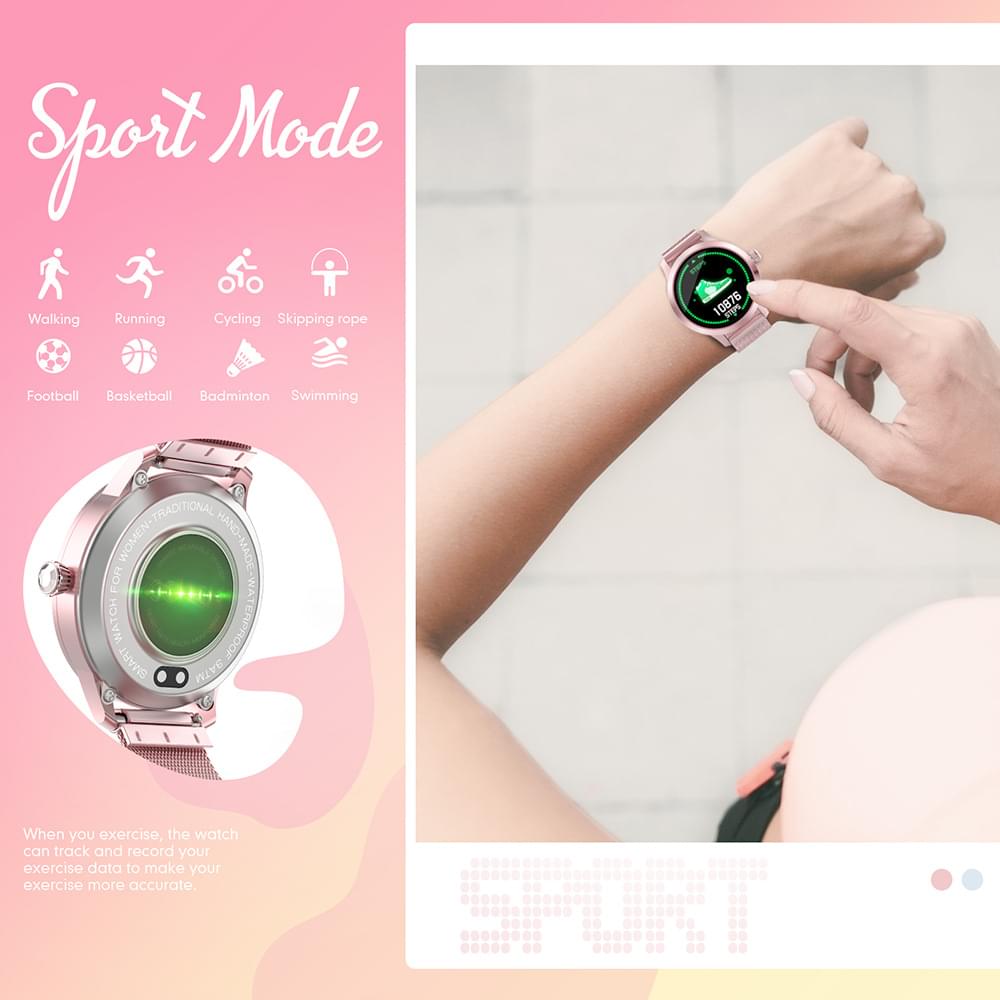 H16 Pulsera Inteligente para Mujer con Monitor de Sueño