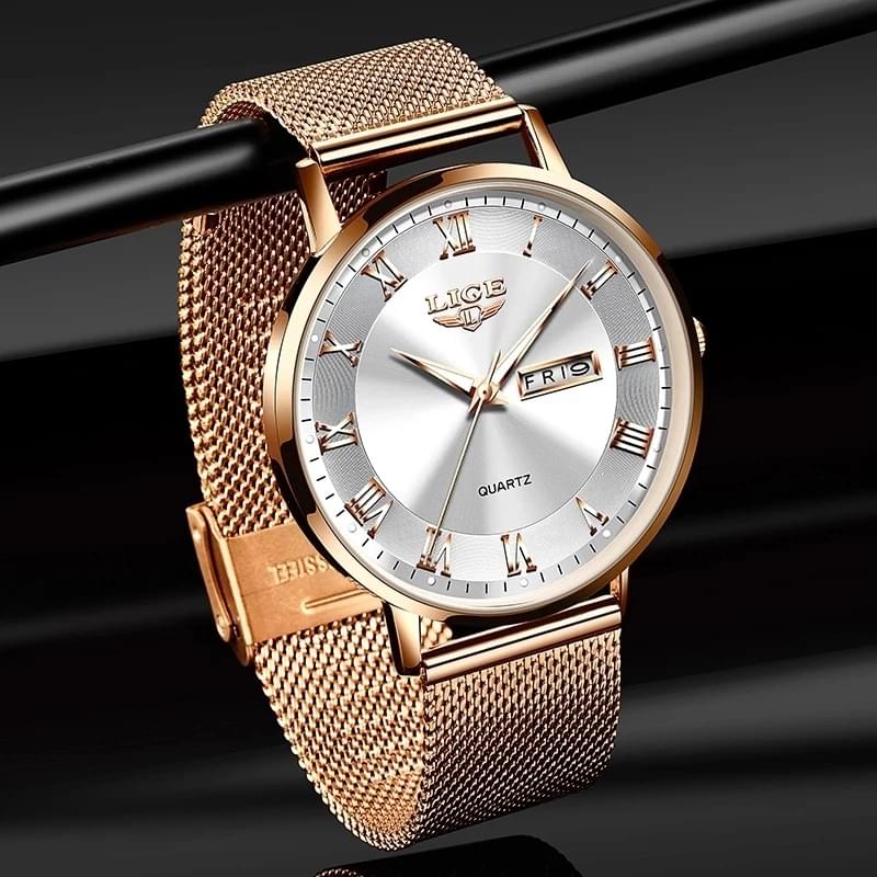 Reloj LIGE Ultra Delgado para Mujer: Elegancia y Funcionalidad con Doble Calendario