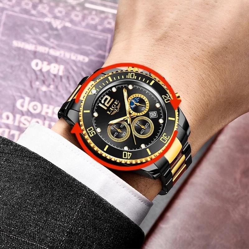 Reloj de Cuarzo Deportivo para Hombre, Cronógrafo Multifuncional y Resistente al Agua