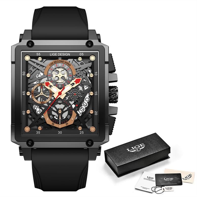 Reloj Multifunción para Hombre: LIGE Cuadrado Deportivo y Resistente al Agua