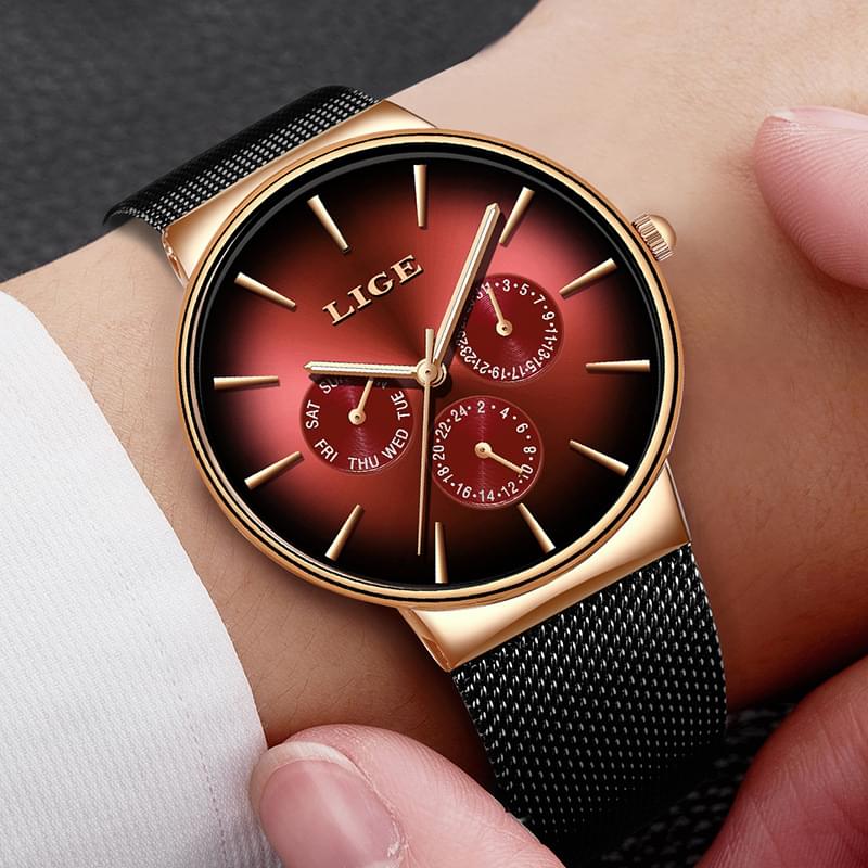 Reloj de Hombre LIGE: Estilo y Comodidad con Correa de Malla Milanesa