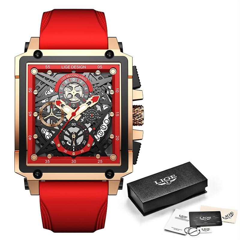 Reloj Multifunción para Hombre: LIGE Cuadrado Deportivo y Resistente al Agua