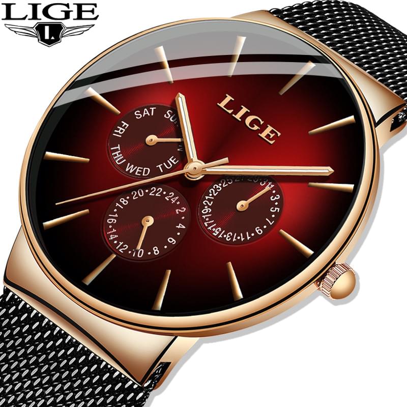 Reloj de Hombre LIGE: Estilo y Comodidad con Correa de Malla Milanesa