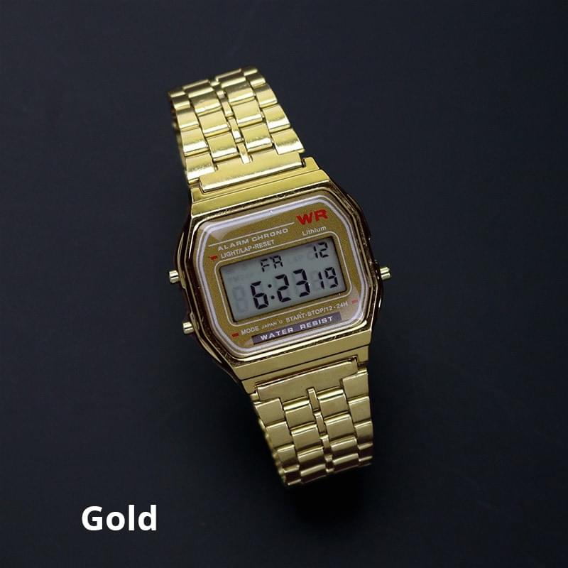 Reloj Digital Retro Unisex – Acero Inoxidable con Estilo Vintage