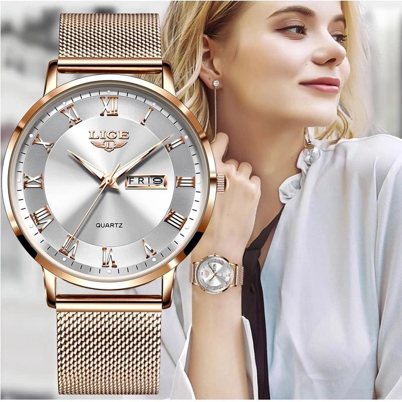 Reloj LIGE Ultra Delgado para Mujer: Elegancia y Funcionalidad con Doble Calendario