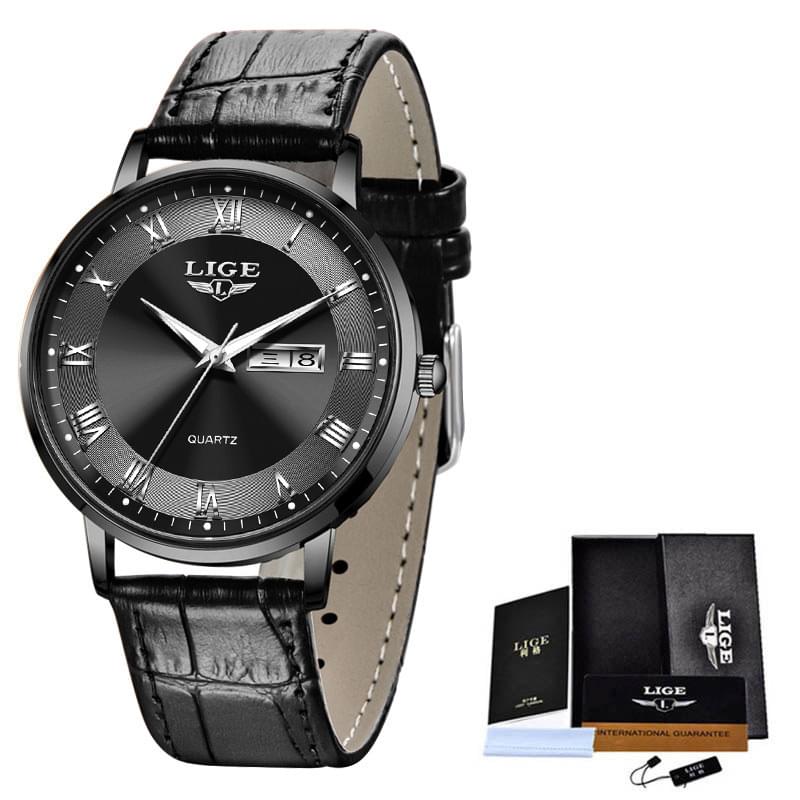 LIGE Reloj Ultra Delgado para Mujer, Doble Calendario y Correa de Malla Milanesa