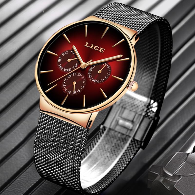Reloj de Hombre LIGE: Estilo y Comodidad con Correa de Malla Milanesa