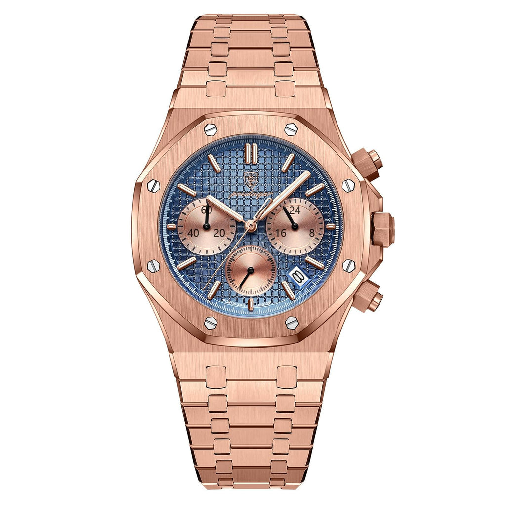 Reloj de Cuarzo POEDAGAR para Hombre con Cronógrafo y Correa de Acero Inoxidable - Estilo y Funcionalidad
