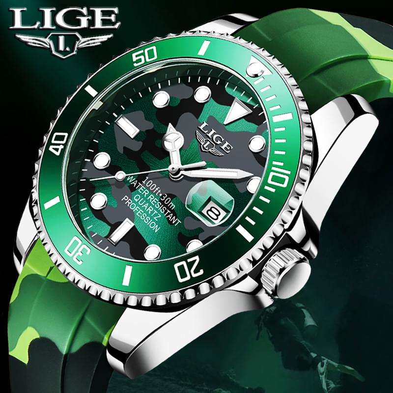Reloj LIGE para Hombre: Estilo Deportivo y Funcional con Correa de Silicona Resistente al Agua
